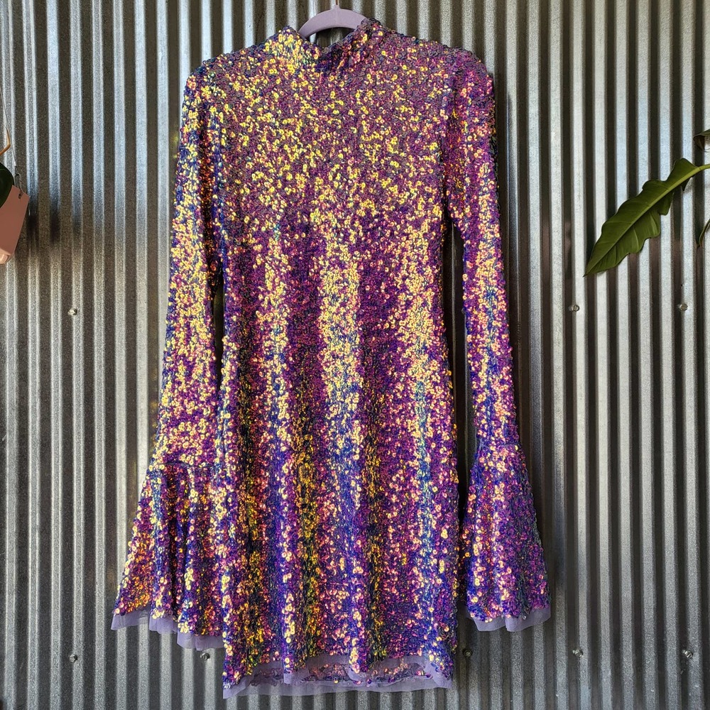 Free People Iridescent Sequin Mini Dress! PERFECT FOR TAYLOR SWIFT ERAS TOUR 💕